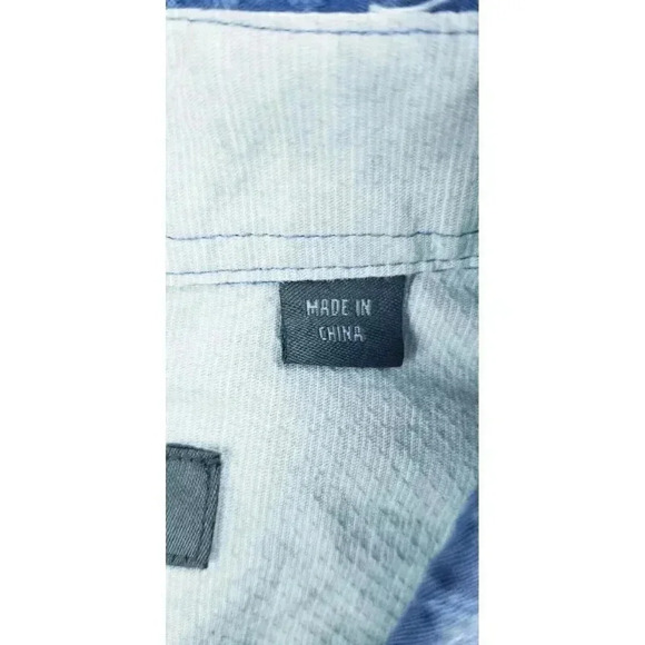 Ben Sherman Size Large Men Blue Pattern Pocket Logo Tag Short Sleeve Button Down - Picture 12 of 13